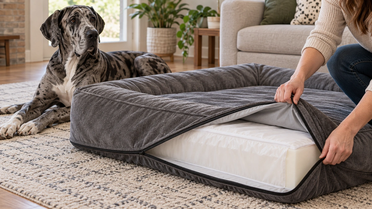 Large Great Dane dog bed with removable washable cover