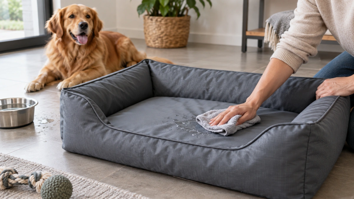 Cleaning a waterproof dog bed surface