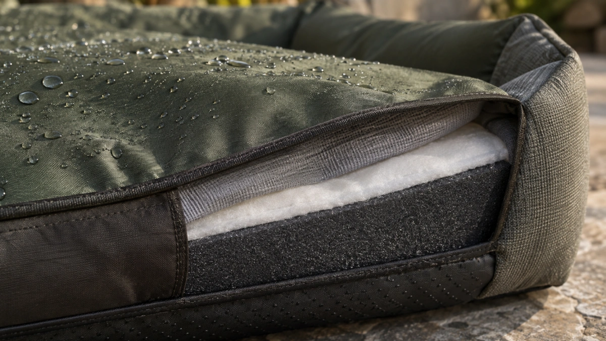 Weather resistant materials used in outdoor dog beds